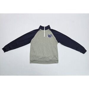 Penn State Nittany Lions Quarter Zip Pullover Sweatshirt Gray Navy Mens Large